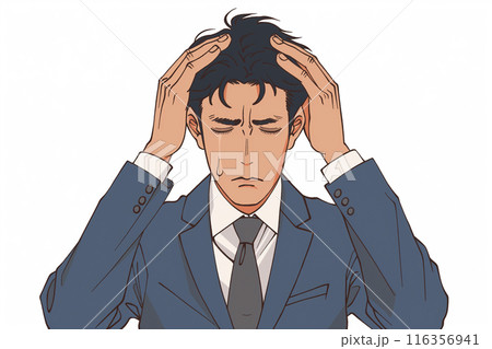 頭を抱えるビジネスマン 頭を抱えるビジネスマン 116356941