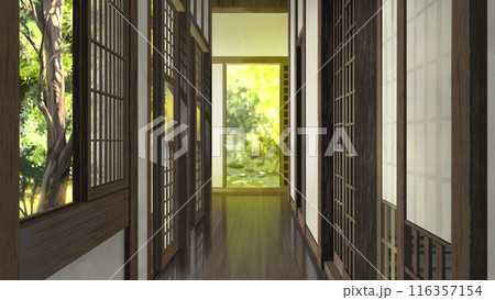 お屋敷の開放的な廊下 お屋敷の開放的な廊下 116357154