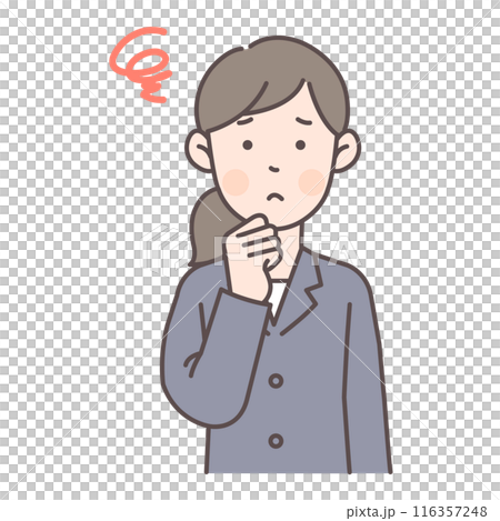 A worried female office worker A worried female office worker 116357248