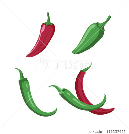 Vector Design of Red Green Hot Spicy Chili Pepper Vegetable 116357425
