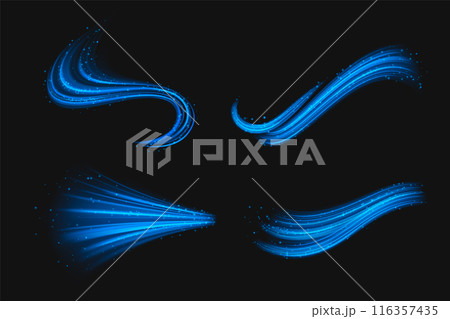 Circle and wave blue wind effect with particles. 116357435