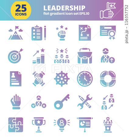 Leadership flat gradient Editable Icons set. Vector illustration Leadership flat gradient Editable Icons set. Vector illustration 116357752