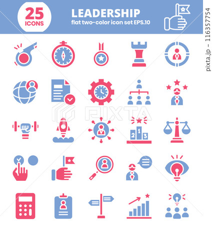 Leadership glyph Editable Icons set. Vector illustration in modern flat style of management icons: leader, achievement, start up, responsibility, and more. 116357754