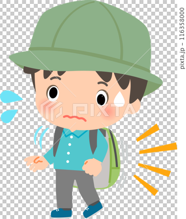A man in hiking gear struggling with his heavy luggage 116358000