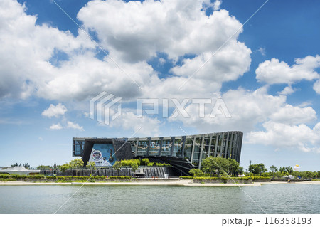 Modern building view of the Southern Branch of the National Palace Museum in Chiayi, Taiwan. Modern building view of the Southern Branch of the National Palace Museum in Chiayi, Taiwan. 116358193