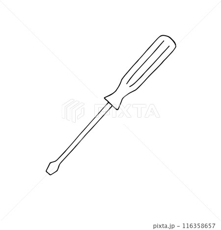 Vector hand drawn outline screwdriver 116358657