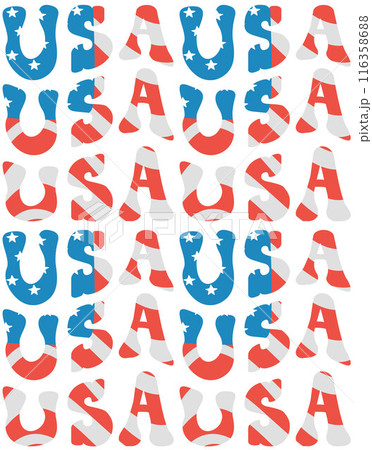 Vector seamless pattern of USA flag lettering Vector seamless pattern of USA flag lettering 116358688
