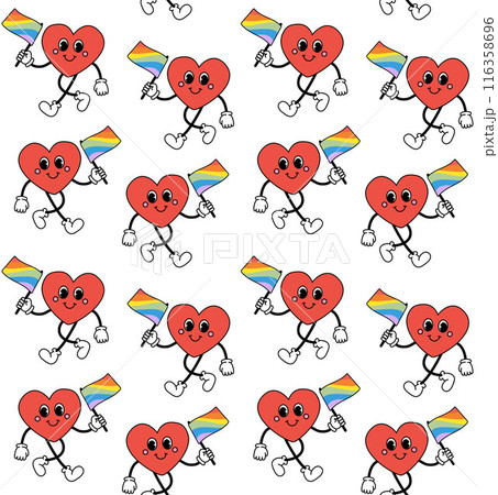 Vector seamless pattern of heart with lgbtq flag Vector seamless pattern of heart with lgbtq flag 116358696