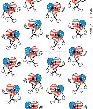Vector seamless pattern of heart with USA flag 116358766