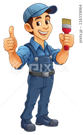 Painter Decorator Paint Brush Cartoon Handy Man 116359064