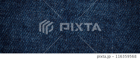 Texture navy blue background from knitted jeans textile with wicker pattern. Vintage denim fabric 116359568