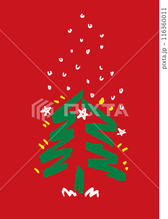 クリスマスツリーと雪のイメージイラスト 116360011