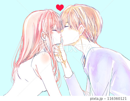 キスする男女　顎クイ 116360121
