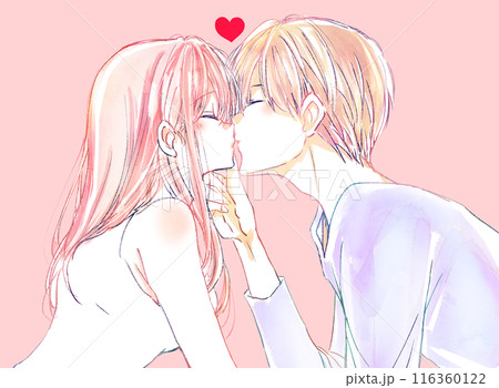 キスする男女　顎クイ 116360122