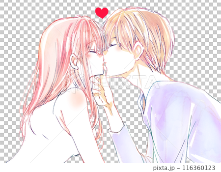 キスする男女　顎クイ 116360123
