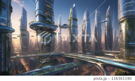超未来都市のイラストイメージ 116361190