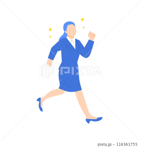 走るリクルートスーツを着た女性のイラスト 116361755