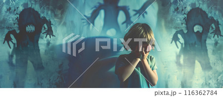 Kids Nightmares Concept Design Image with Monsters 116362784