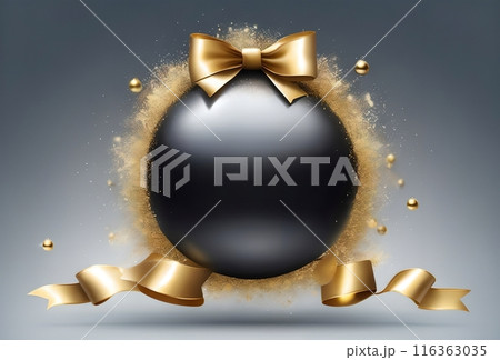 New Year greeting card, snow, New Year balls and place for text 116363035