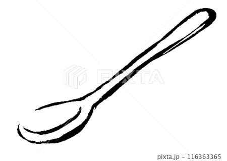 筆タッチのスプーンの線画イラスト 116363365