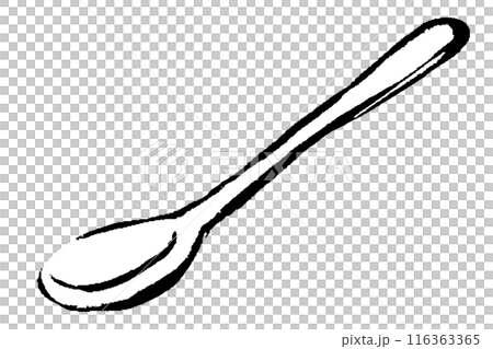 筆タッチのスプーンの線画イラスト 116363365