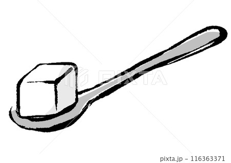 スプーンに乗った角砂糖1個のイラスト 116363371