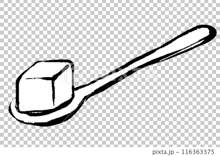 湯匙上方糖的線條畫插圖 116363375