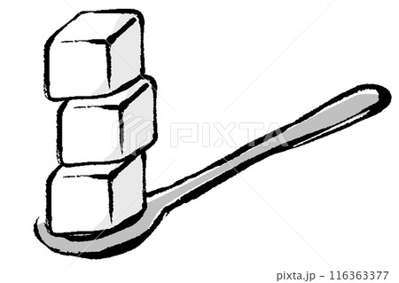 スプーンに乗った角砂糖3個のイラスト 116363377