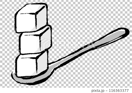 スプーンに乗った角砂糖3個のイラスト 116363377