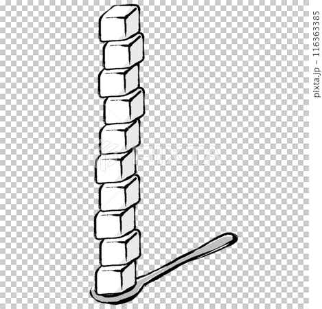 スプーンに乗った角砂糖10個のイラスト 116363385