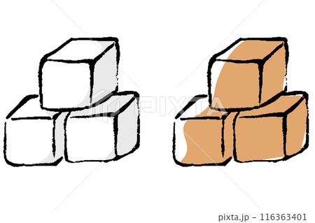 筆タッチの角砂糖のイラスト 筆タッチの角砂糖のイラスト 116363401