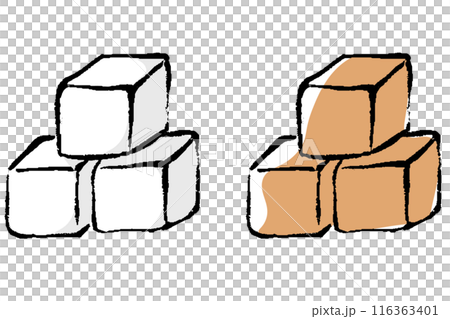 筆タッチの角砂糖のイラスト 筆タッチの角砂糖のイラスト 116363401