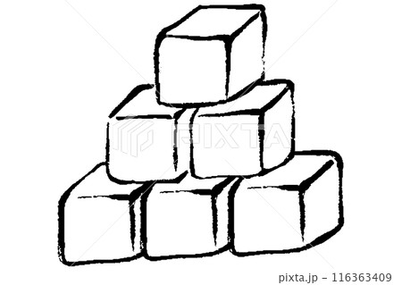 筆タッチの角砂糖の線画イラスト 116363409