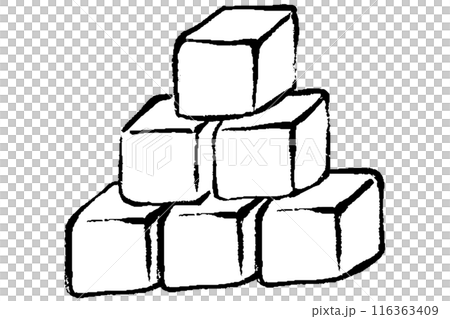 筆タッチの角砂糖の線画イラスト 116363409