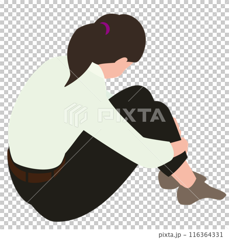 Vector illustration of a woman sitting backwards 116364331