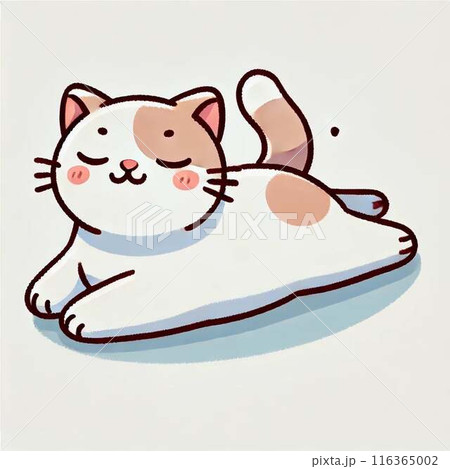 目を閉じている猫のイラスト 116365002