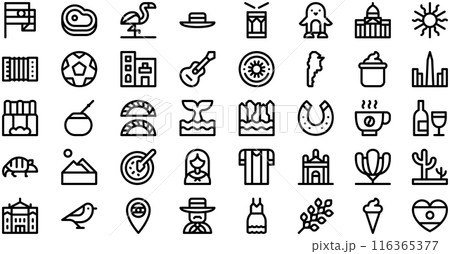 Argentina Icons collection is a vector illustration with editable stroke. Argentina Icons collection is a vector illustration with editable stroke. 116365377