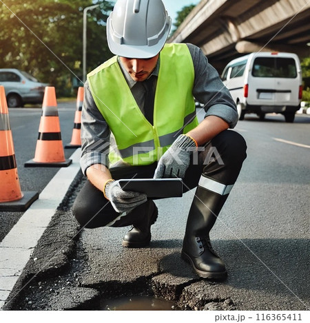 道路点検の現場　ICTを活用 116365411