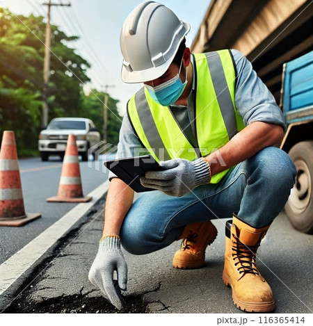 道路点検の現場　ICTを活用 116365414