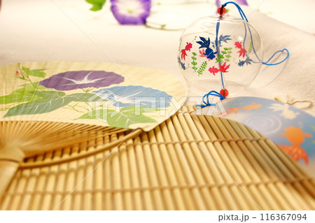 朝顔のうちわと夏風景 朝顔のうちわと夏風景 116367094