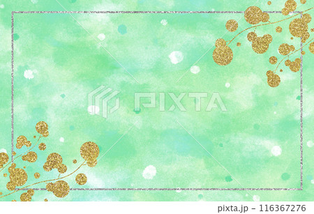 背景素材 水彩 葉 ゴールド シルバー 緑 背景素材 水彩 葉 ゴールド シルバー 緑 116367276