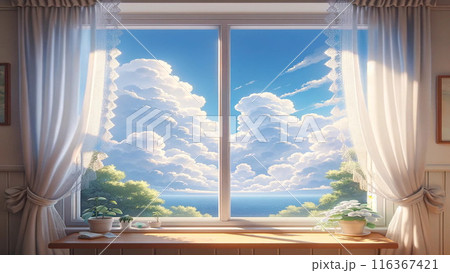 窓から見える景色のイラスト素材 [116367421] - PIXTA