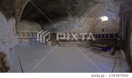 Image of a tomb in the historic city of Pompeii in Italy with daylight 116367692