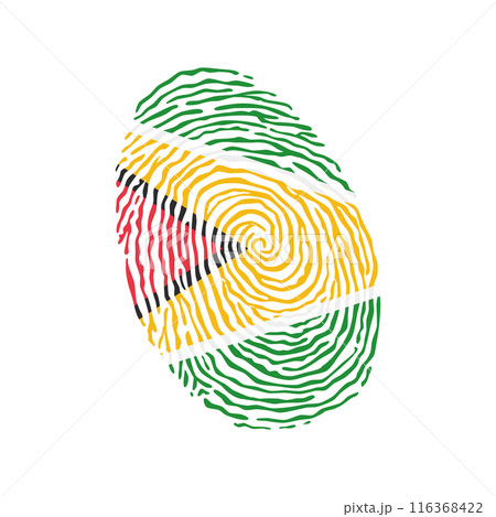 Fingerprint vector colored with the national flag of Guyana 116368422