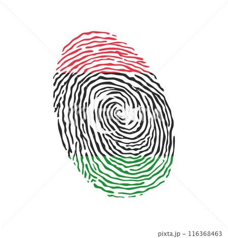 Fingerprint vector colored with the national flag of Libya 116368463