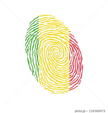 Fingerprint vector colored with the national flag of Mali Fingerprint vector colored with the national flag of Mali 116368473