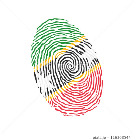 Fingerprint vector colored with the national flag of Saint Kitts and Nevis 116368544