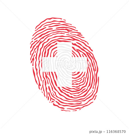 Fingerprint vector colored with the national flag of Switzerland 116368570
