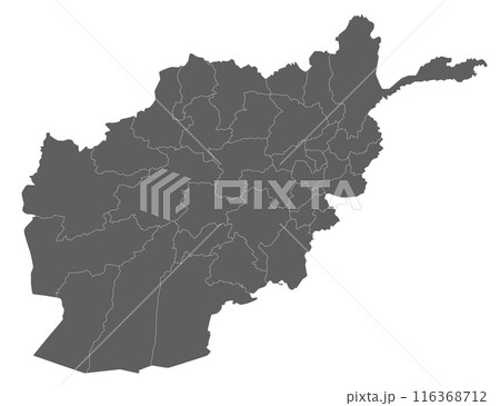 Vector regional blank map of Afghanistan with provinces or territories and administrative divisions. Editable and clearly labeled layers. 116368712