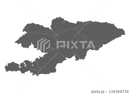 Vector blank map of Kyrgyzstan with regions and administrative divisions. Editable and clearly labeled layers. 116368730